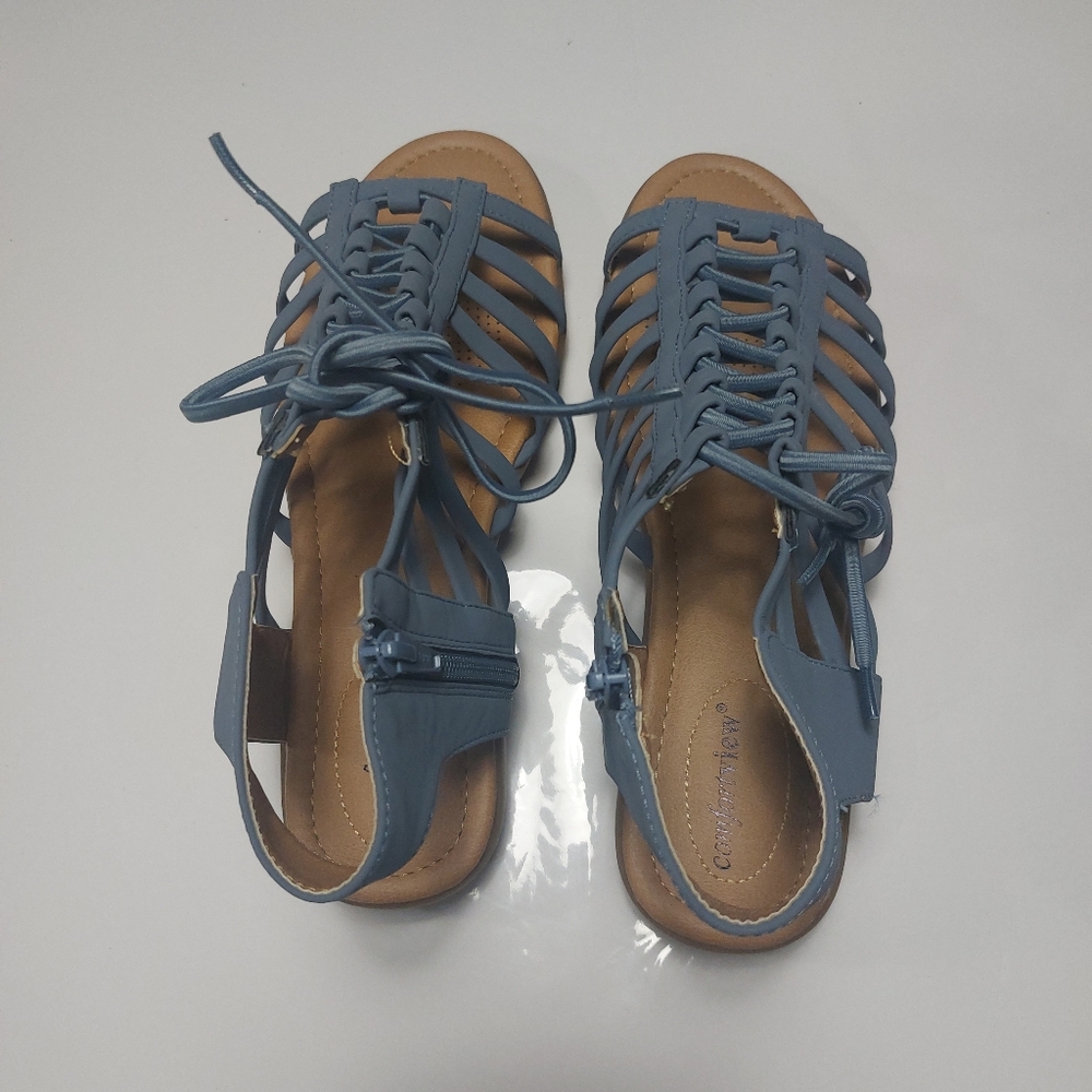 Comfortview Renata Light Blue Lace-up Sandals Size 10W - Picture 6 of 14